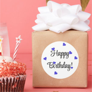 Happy Birthday Heart Simple Classic Round Sticker