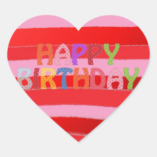 Happy Birthday Heart Sticker
