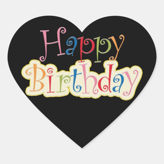 Happy Birthday Heart Sticker (Front)