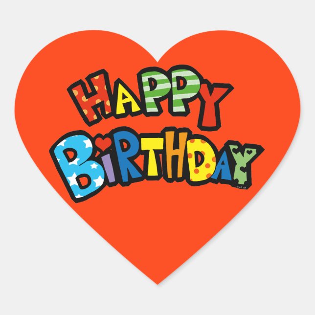 Happy Birthday Heart Sticker (Front)