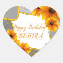 Happy Birthday heart Sticker sunflowers