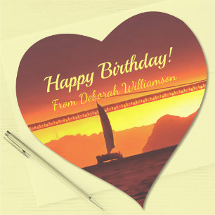 Happy Birthday Heart Sunset 1124 Sticker
