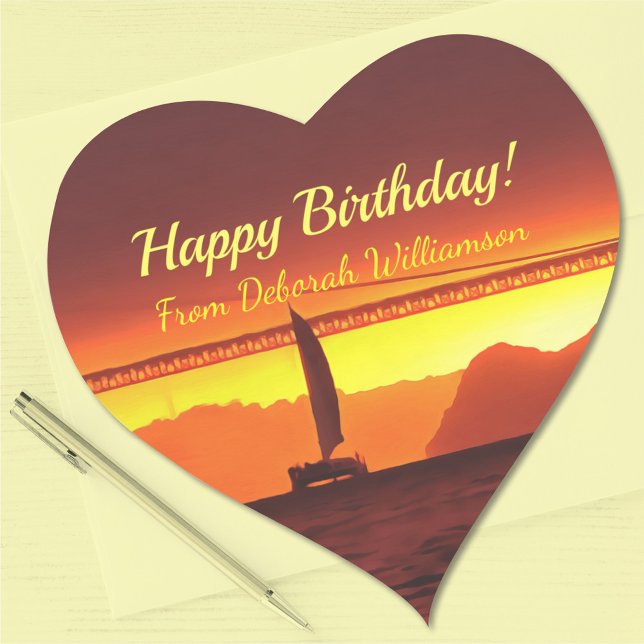 Happy Birthday Heart Sunset 1124 Sticker (Creator Uploaded)