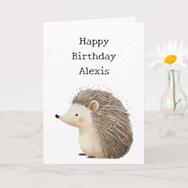 Happy Birthday Hedgehog Card (Small Plant)