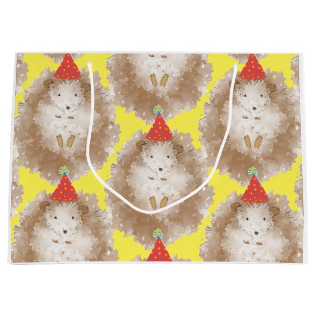 Happy Birthday Hedgehog Gift Bag Large (Front)