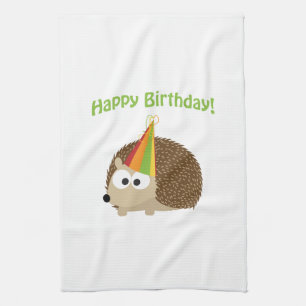 Happy Birthday! Hedgehog Tea Towel