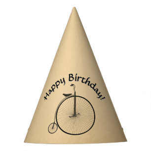 Happy Birthday High-Wheel Antique Bicycle Rustic Party Hat