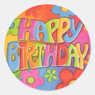 Happy Birthday Hippie Stickers