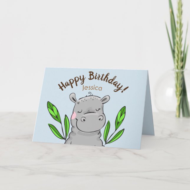 Happy Birthday Hippo Card (Front)