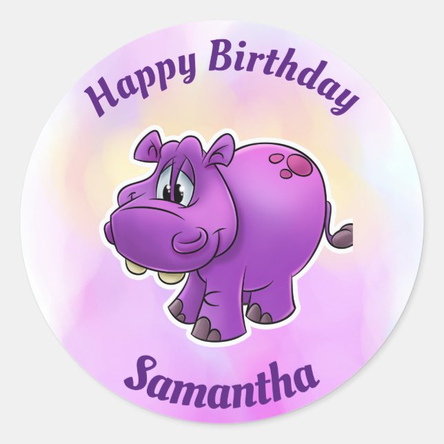 Happy Birthday Hippo Stickers (Front)