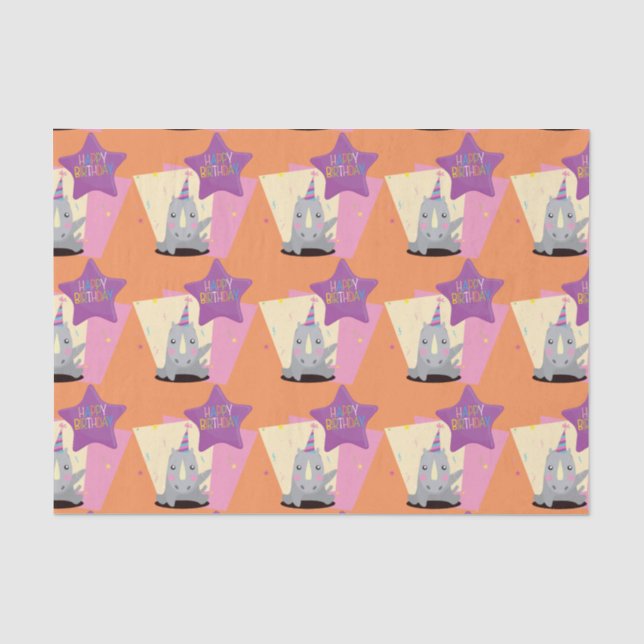 Happy Birthday Hippo Tissue Paper (Front)