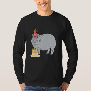 Happy Birthday Hippo Zoo Animal Lover Party Hat Ca T-Shirt