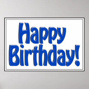 Happy Birthday HOBO Text - Blue Poster