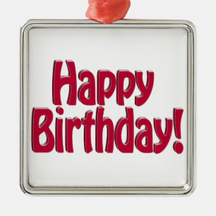 Happy Birthday HOBO Text - Red Metal Tree Decoration