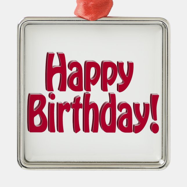 Happy Birthday HOBO Text - Red Metal Tree Decoration (Front)