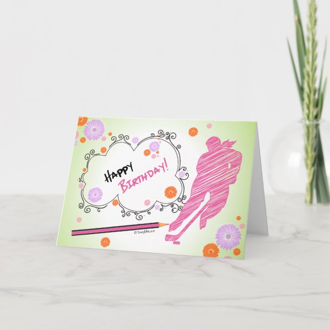 Happy Birthday Hockey Greeting Card - Female (Front)