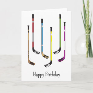 Happy Birthday Hockey Sticks Greeting Card