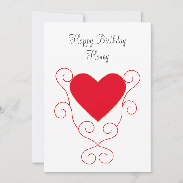 Happy Birthday Honey Love Heart Birthday (Front)