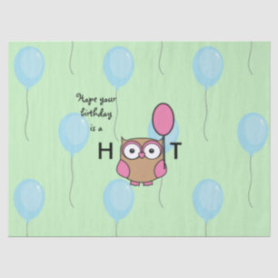 Happy Birthday Hoot Owl with Balloons Tissue Paper