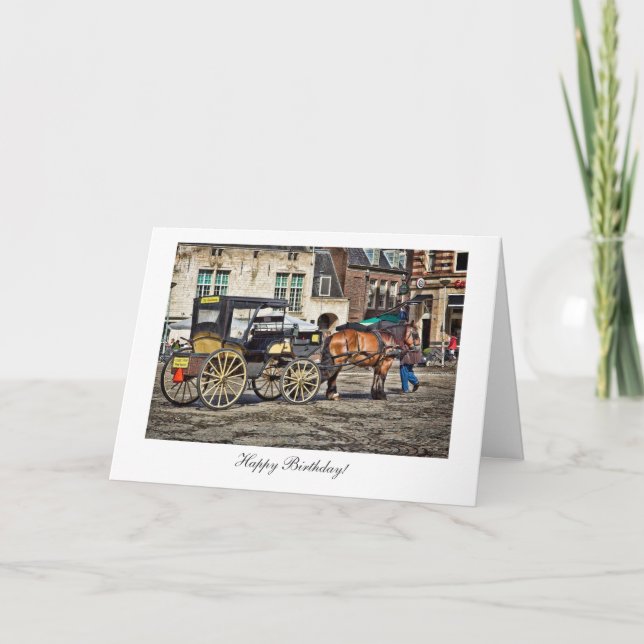 Happy Birthday - Horse and Buggy Amsterdam Taxi Card (Front)