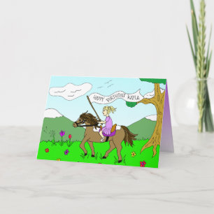 Happy Birthday Horse and inside Colouring Page Holiday Card