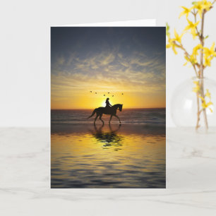 Happy Birthday Horse and Rider Beach Card
