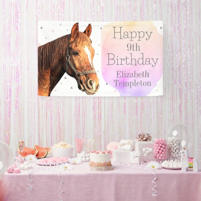 Happy Birthday Horse Back Riding Pretty Animal Kid Banner (Party)