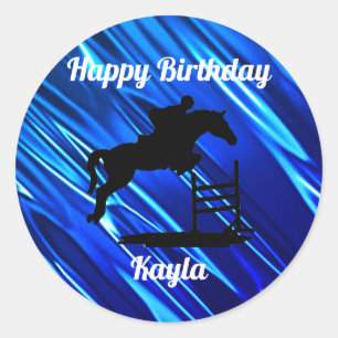 Happy Birthday Horse Hunter Jumper Equestrian Classic Round Sticker