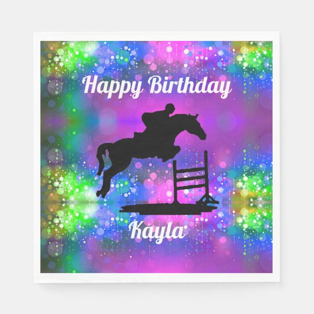 Happy Birthday Horse Hunter Jumper Equestrian Napkin (Front)