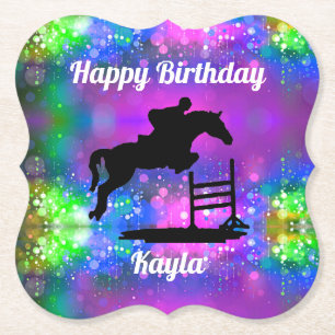 Happy Birthday Horse Hunter Jumper Equestrian Paper Coaster