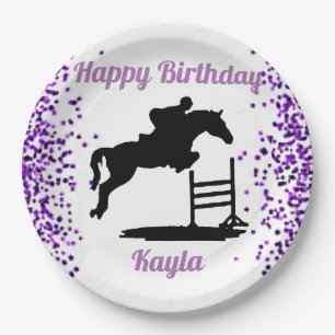 Happy Birthday Horse Hunter Jumper Equestrian Paper Plate