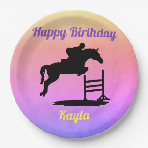 Happy Birthday Horse Hunter Jumper Equestrian Paper Plate