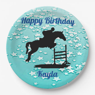 Happy Birthday Horse Hunter Jumper Equestrian Paper Plate