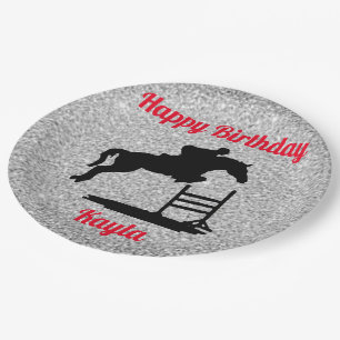 Happy Birthday Horse Hunter Jumper Equestrian Paper Plate