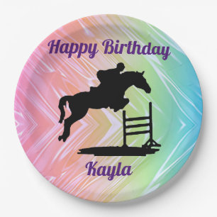 Happy Birthday Horse Hunter Jumper Equestrian Paper Plate