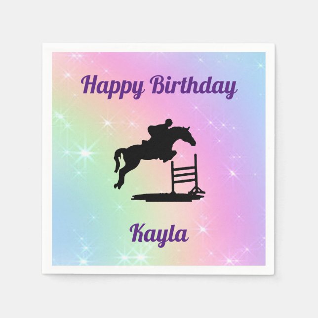 Happy Birthday Horse Hunter Jumper Paper Napkins (Front)