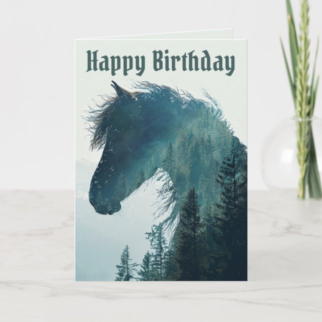 Happy Birthday - Horse Landscape Birthday Card (Front)