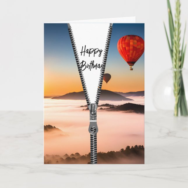 Happy Birthday Hot Air Balloons Card (Front)