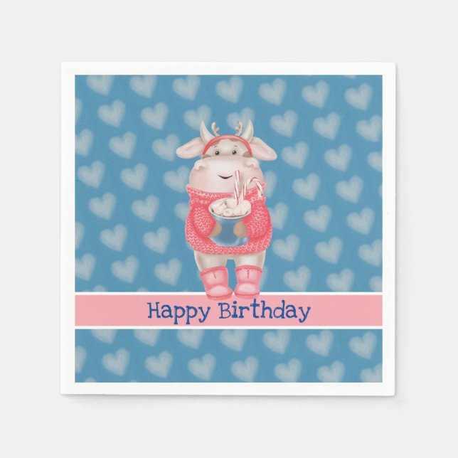 Happy Birthday Hot Chocolate Paper Napkin (Front)