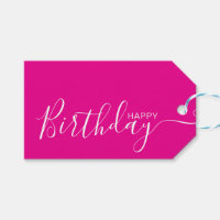 Happy Birthday Hot Pink White Modern