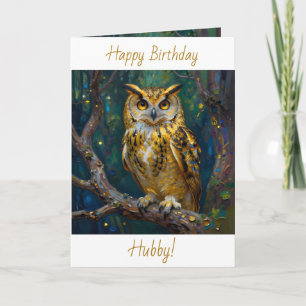 Happy Birthday Hubby Owl Themed Card