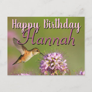 Happy Birthday Hummingbird Custom Name Postcard