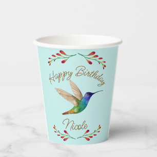 Happy Birthday Hummingbird Paper Cups
