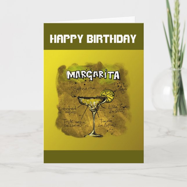 Happy Birthday Humor - Margarita Recipe Card (Front)