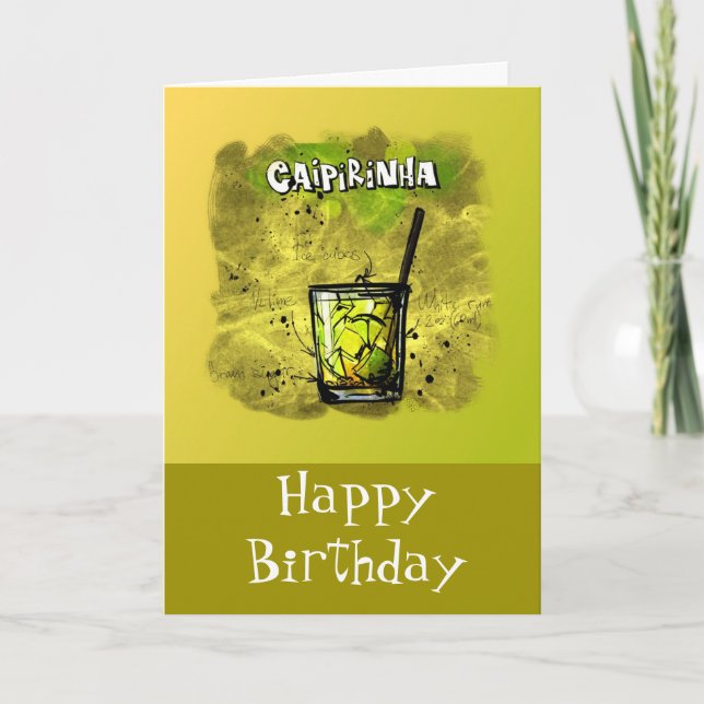 Happy Birthday Humour - Caipirinha Recipe Card (Front)