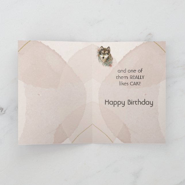 Happy Birthday Humour Wolf, Wolves Card (Inside)