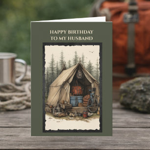 Happy Birthday Husband Card – Rustic Camping