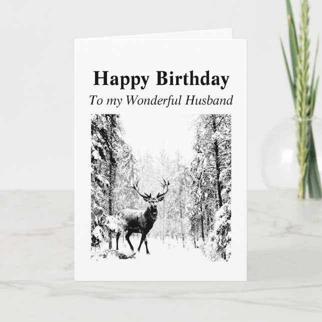 Happy Birthday Husband Vintage Stag, Deer Card (Front)