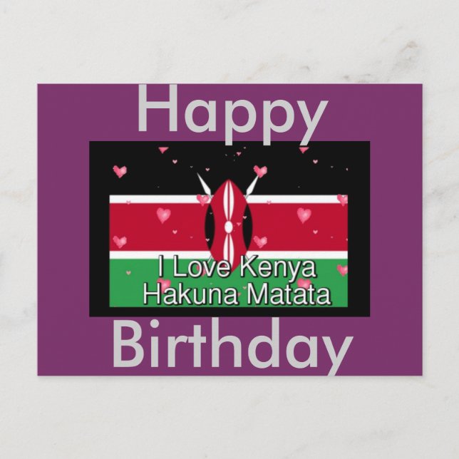 Happy Birthday I love Kenya Postcard (Front)