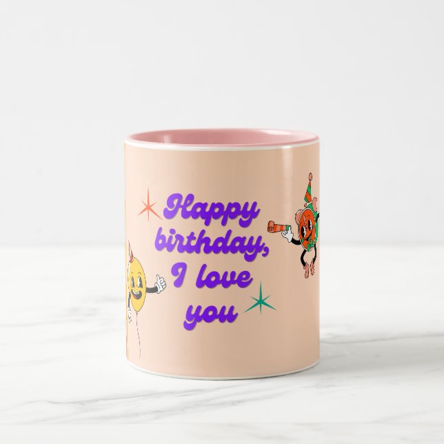 Happy Birthday, I Love You - Heartfelt Celebration Two-Tone Coffee Mug (Center)